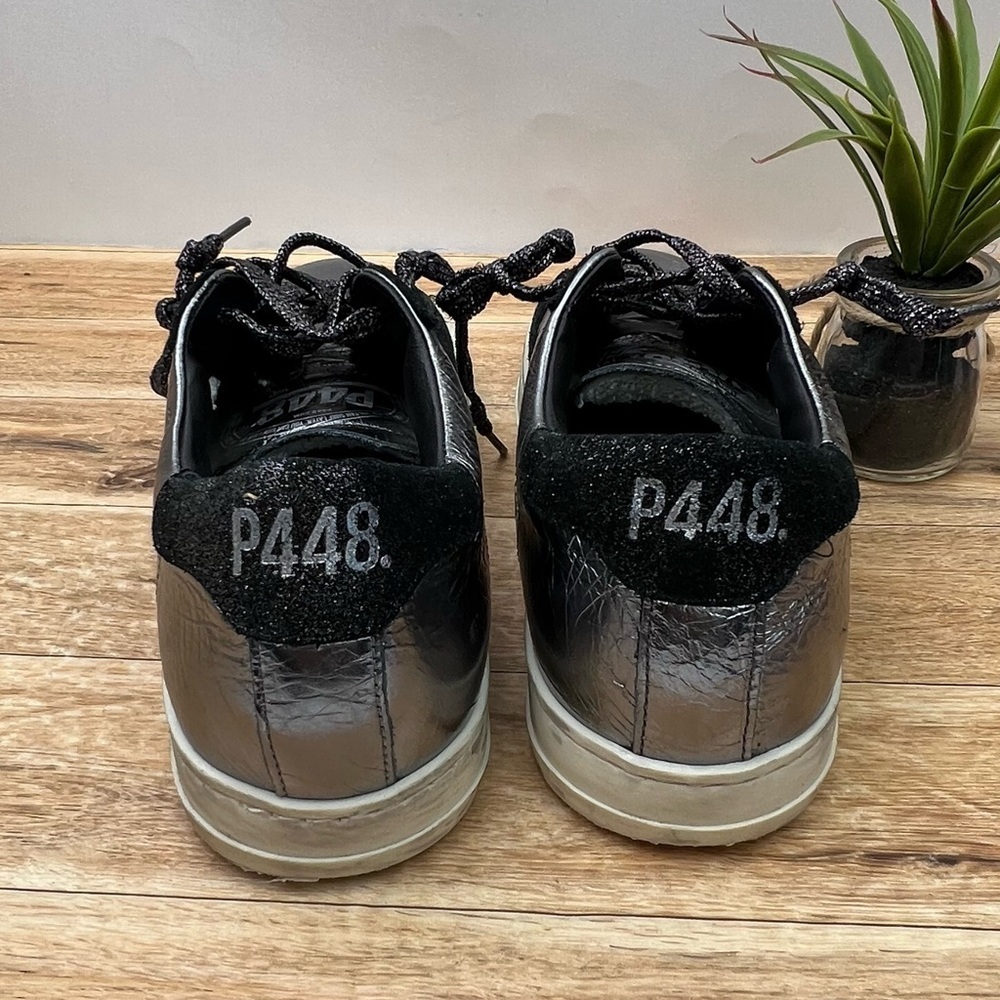 P448 John Metallic Leather Sneaker sz 10 - Picture 5 of 12